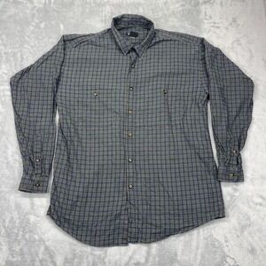 Patagonia Shirt Mens Large Navy Green Plaid Organic Cotton Long Sleeve Button-Up